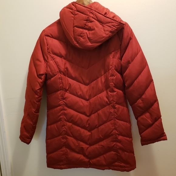 Kenneth Cole Reaction Red Puffer Goose Down Parka Jacket Long Size Small - Picture 5 of 13